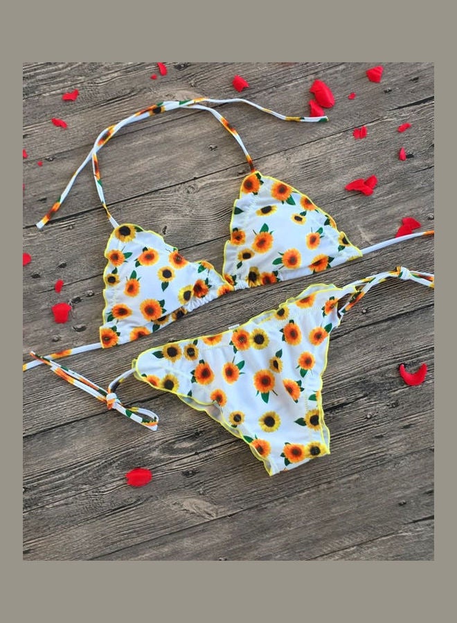 Fashion Print Halter Neck Bikini Swimming Suit Multicolour  - Image 3