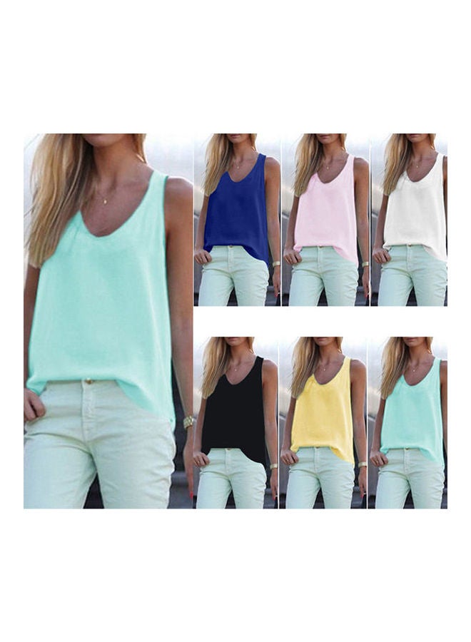 Fashion Sleeveless Suspenders Cool Breathable Chiffon Blouse White - Image 3