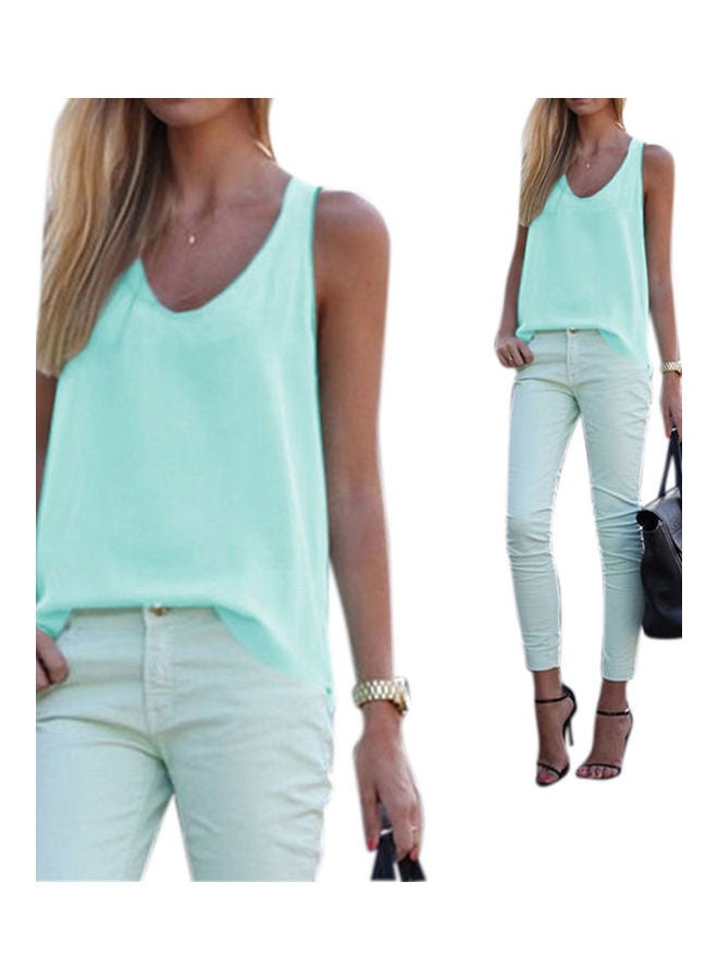 Fashion Sleeveless Suspenders Cool Breathable Chiffon Blouse White - Image 5