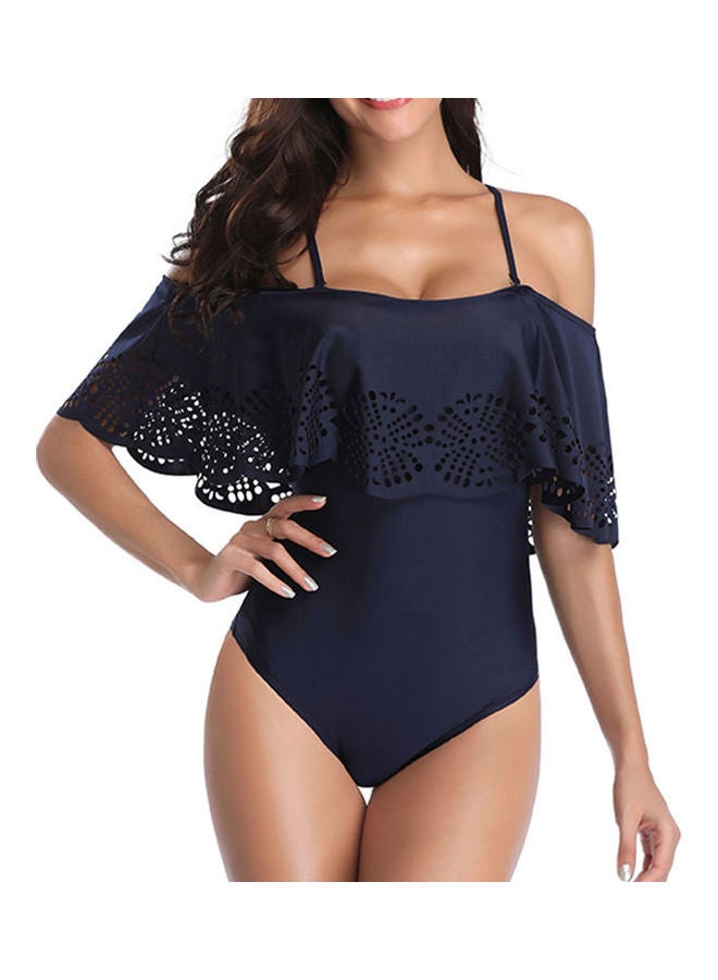 Sling Swimwear Swimsuit Hollow Jumpsuit Bikini Navy Blue  - Image 1
