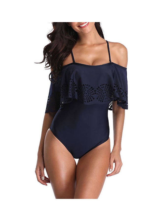 Sling Swimwear Swimsuit Hollow Jumpsuit Bikini Navy Blue  - Image 2
