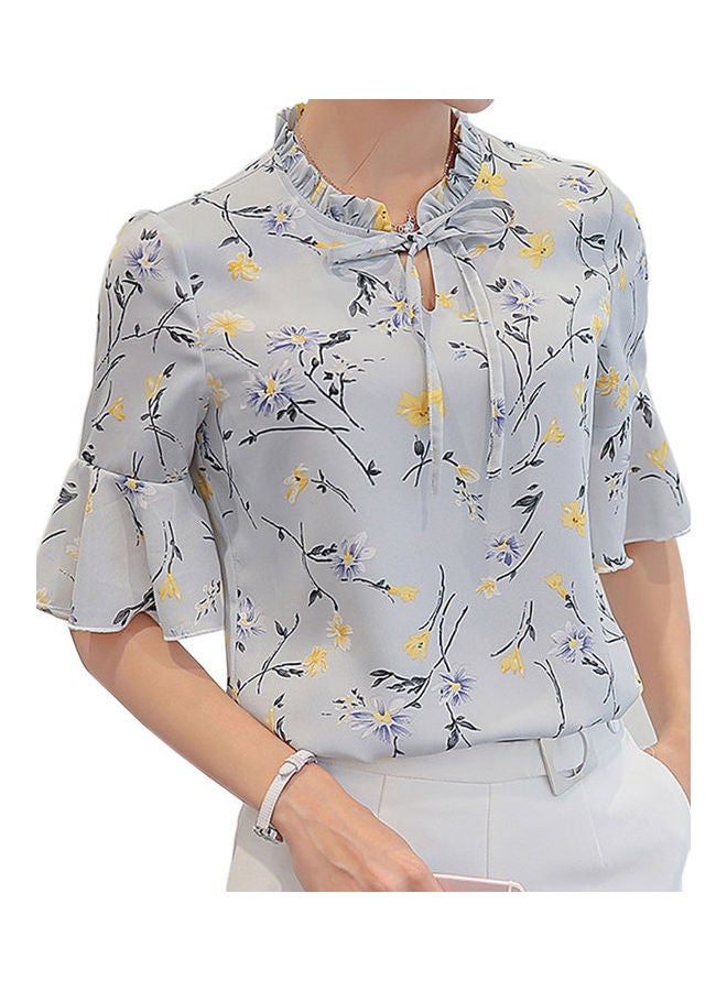 Ruffle Sleeve Shirt gray - Image 1