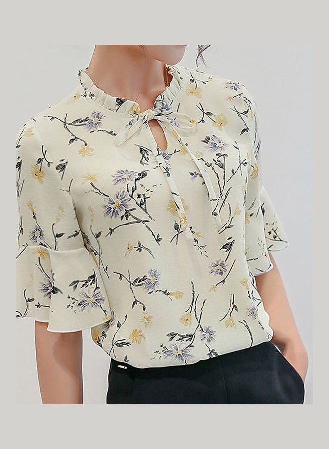 Ruffle Sleeve Shirt Beige yellow - Image 2