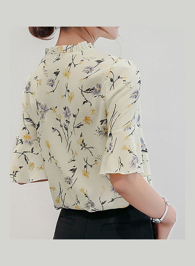 Ruffle Sleeve Shirt Beige yellow - Image 3