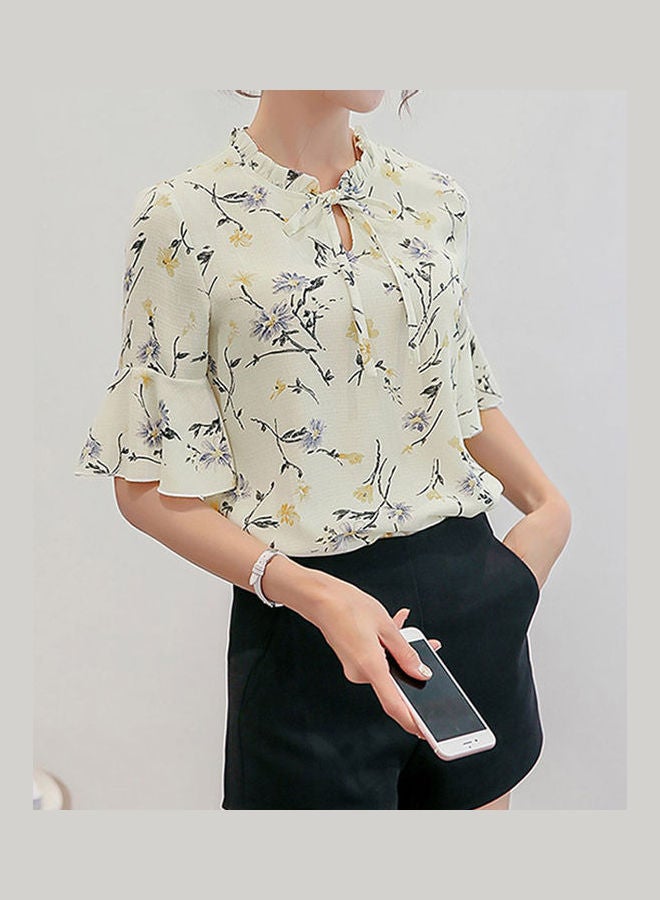 Ruffle Sleeve Shirt Beige yellow - Image 4