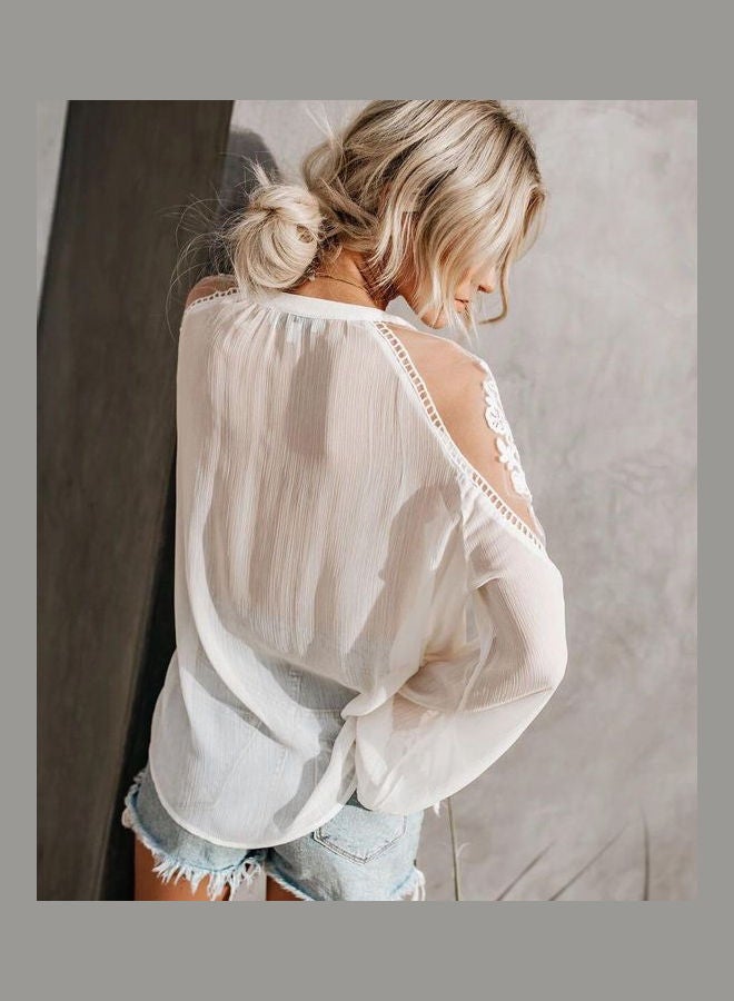 Long Sleeve Casual Top white - Image 3
