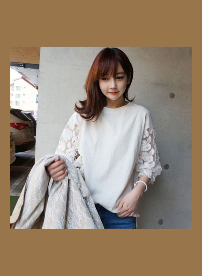 Loose Lace Blouse white  - Image 3