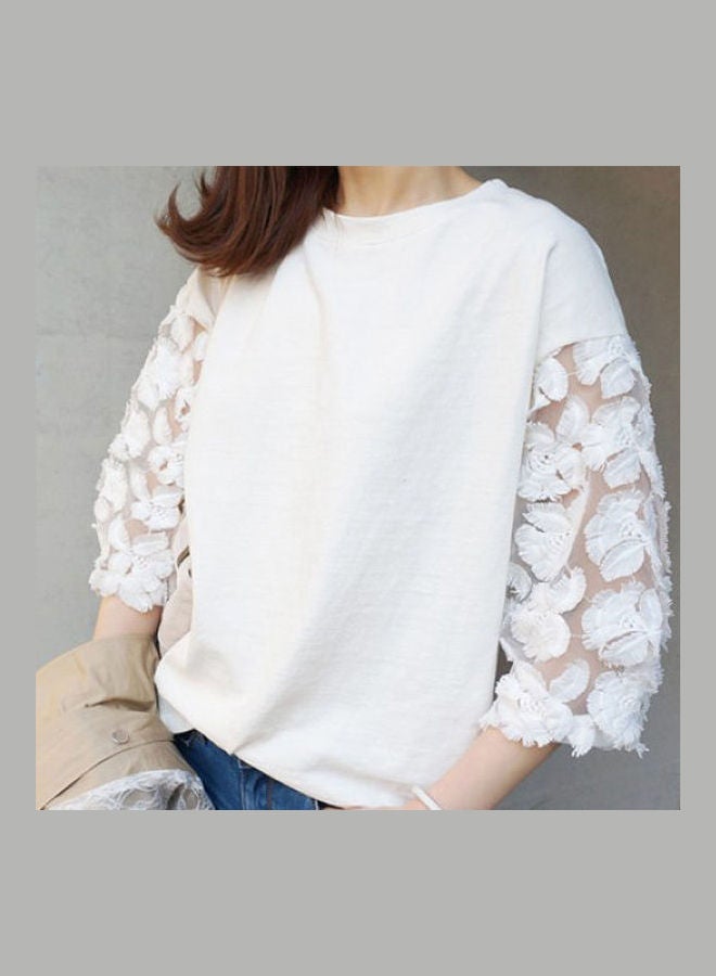Loose Lace Blouse white  - Image 5