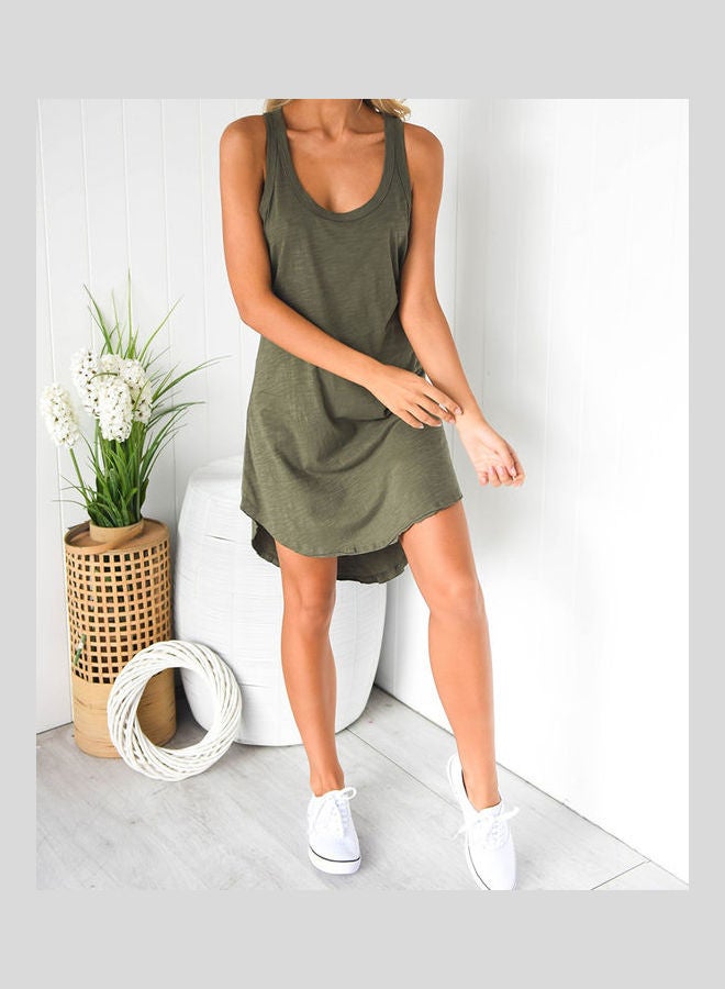 Sleeveless Vest Short Dress ArmyGreen - Image 5