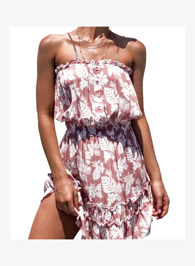 Printing Dress With Elastic Boat Neck Spring Summer Clothing Multicolour - Image 1