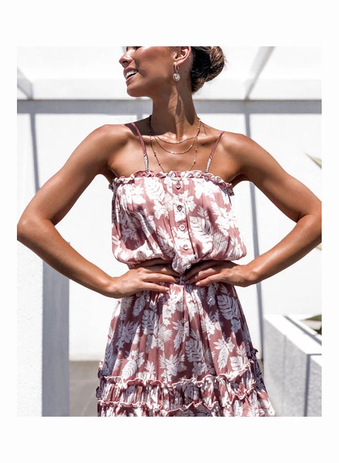 Printing Dress With Elastic Boat Neck Spring Summer Clothing Multicolour - Image 5