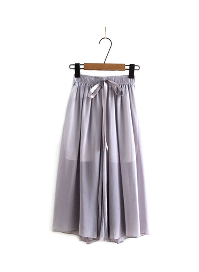 Loose Cropped Trousers Thin Chiffon Summer Lacing Pants Grey  - Image 1