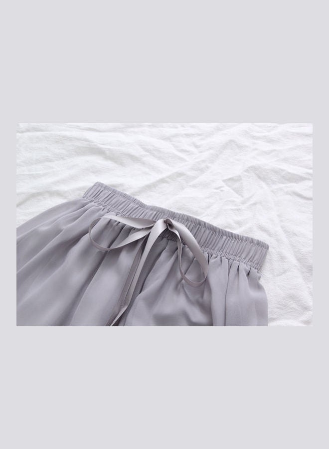 Loose Cropped Trousers Thin Chiffon Summer Lacing Pants Grey  - Image 3