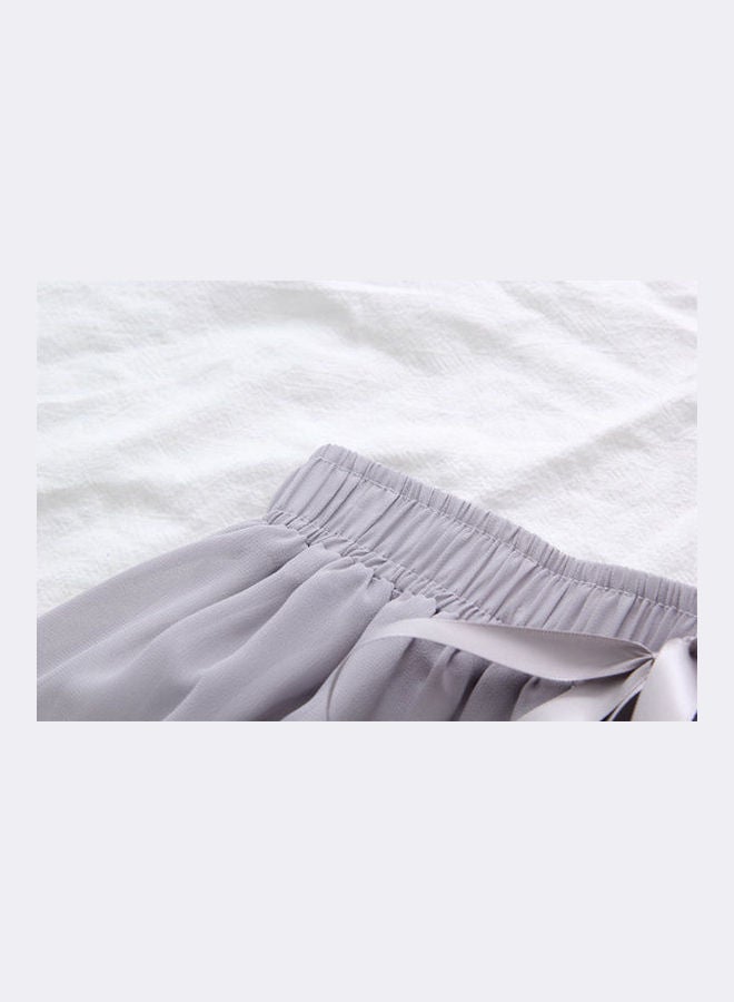 Loose Cropped Trousers Thin Chiffon Summer Lacing Pants Grey  - Image 4