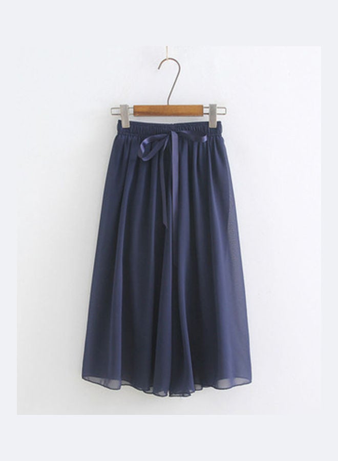 Generic - Loose Cropped Trousers Thin Chiffon Summer Lacing Pants Navy Blue - Image 1