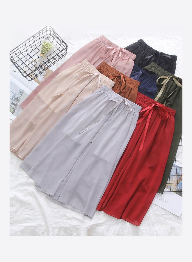 Generic - Loose Cropped Trousers Thin Chiffon Summer Lacing Pants Navy Blue - Image 1