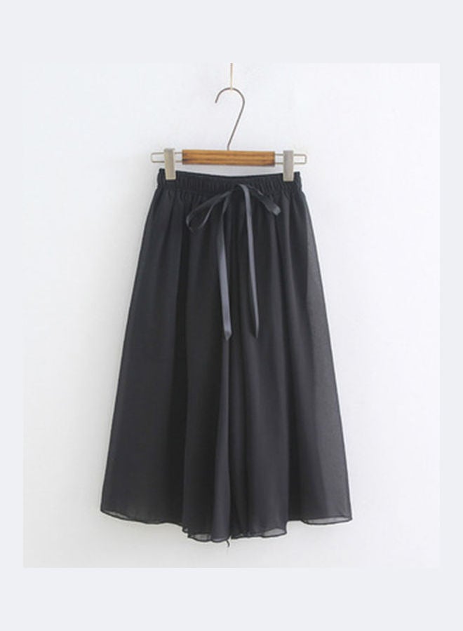 Loose Cropped Trousers Thin Chiffon Summer Lacing Pants Black  - Image 1