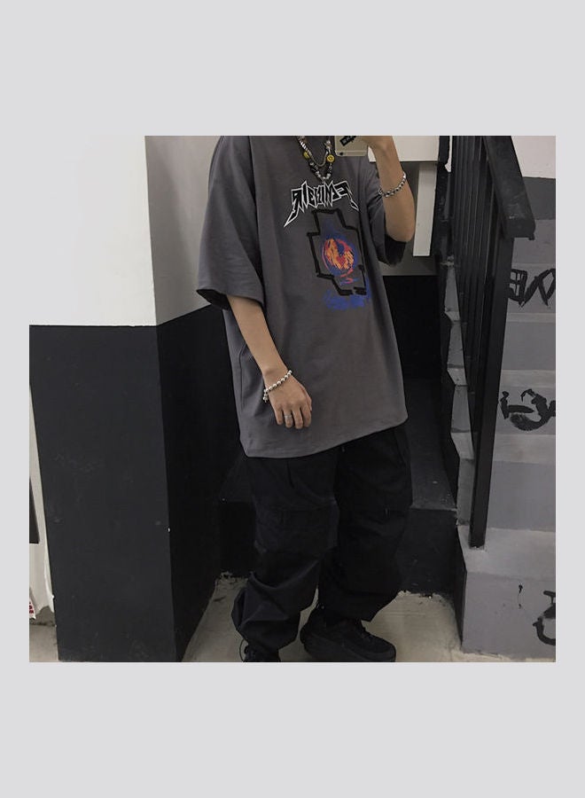 Short Sleeve Loose Summer White Base Shirt Grey - Image 4