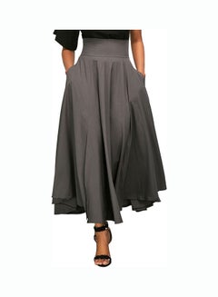 Fashionable OL High Waist Maxi Pleated Flared Skirt Grey - v1608239699/N43124357V_1