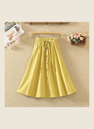 Elastic High Waist Skirt Yellow - v1608239702/N43124375V_1