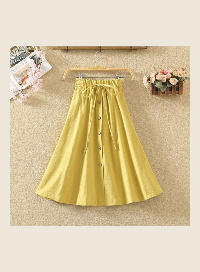 Elastic High Waist Skirt Yellow