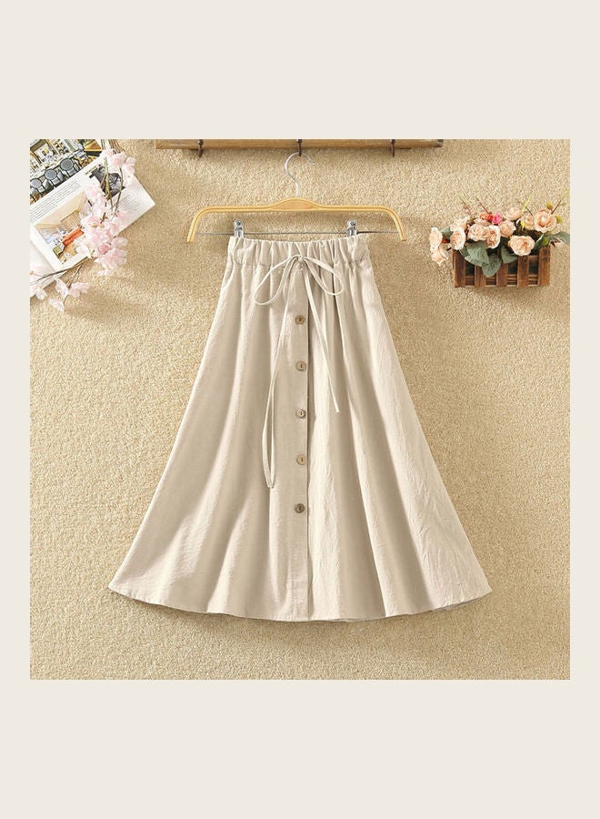 Elastic High Waist Skirt Apricot - Image 1