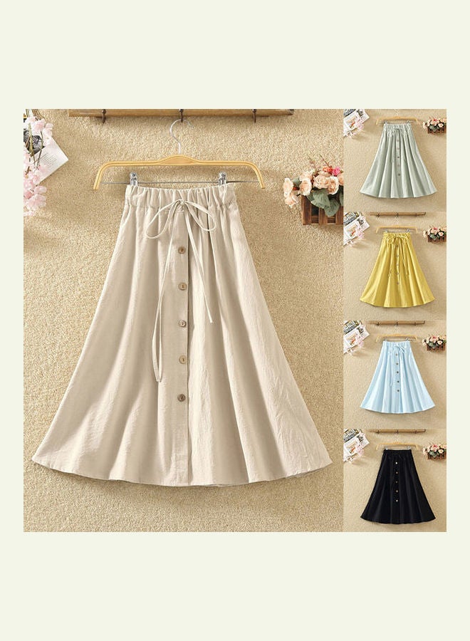 Elastic High Waist Skirt Apricot - Image 3