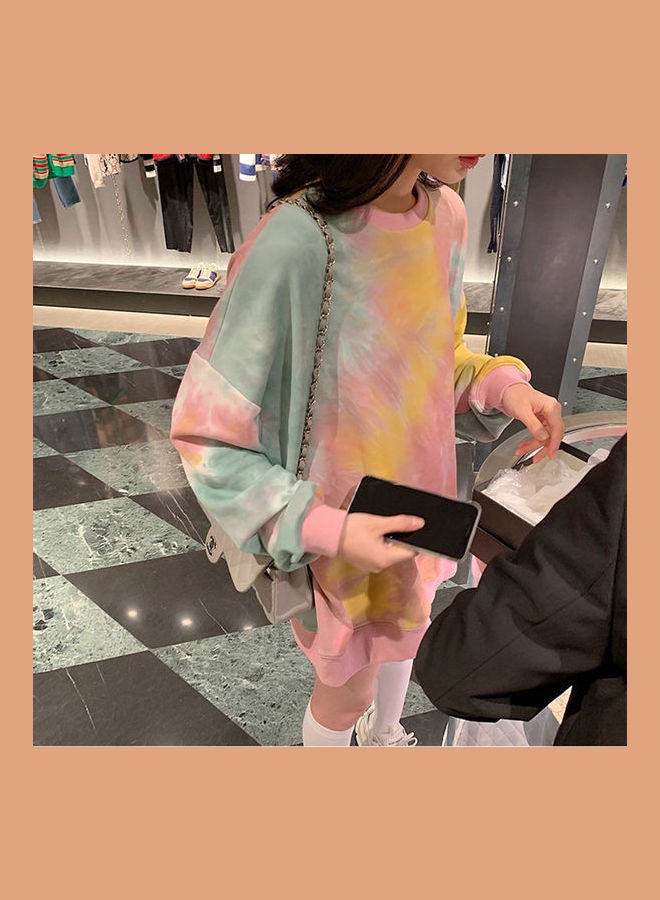 Spring And Autumn Thin Type Crew Neck Sweatshirt Pink - Image 4