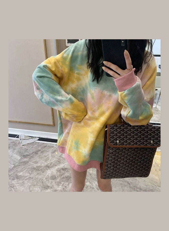 Spring And Autumn Thin Type Crew Neck Sweatshirt Pink - Image 5