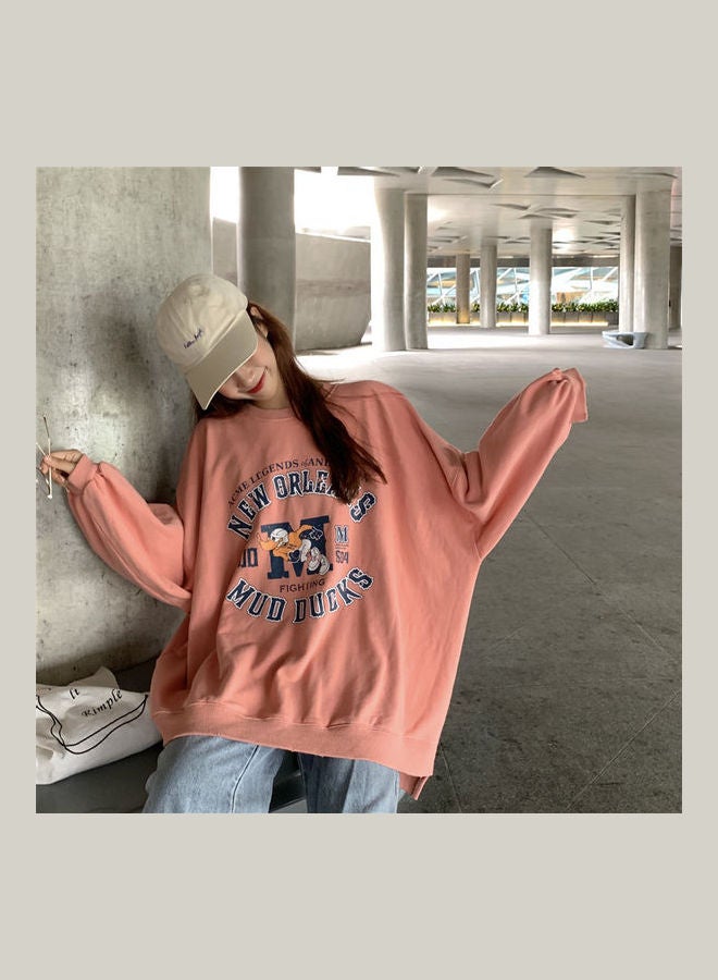 Cute Cartoon Pattern Loose Style Tops Harajuku Plus Size Blouse Red - Image 1