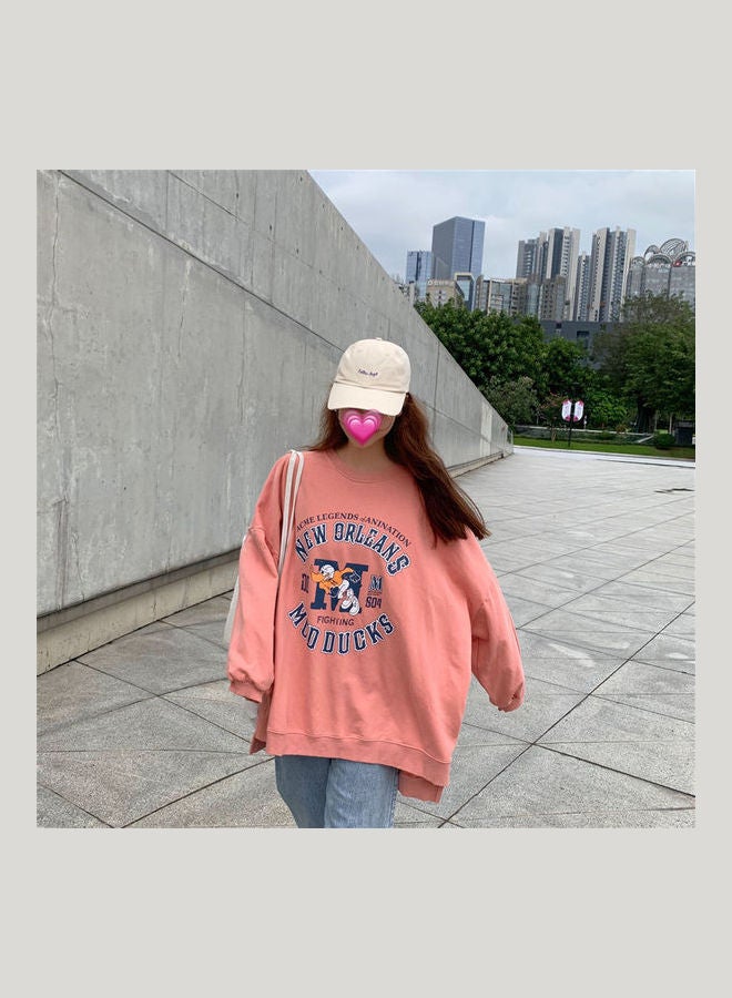 Cute Cartoon Pattern Loose Style Tops Harajuku Plus Size Blouse Red - Image 3