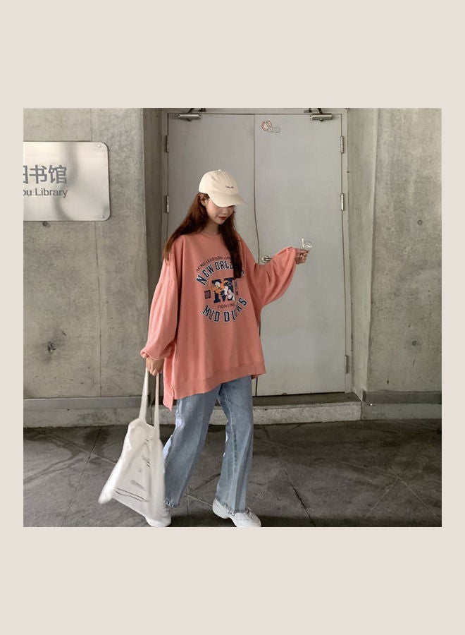 Cute Cartoon Pattern Loose Style Tops Harajuku Plus Size Blouse Red - Image 4