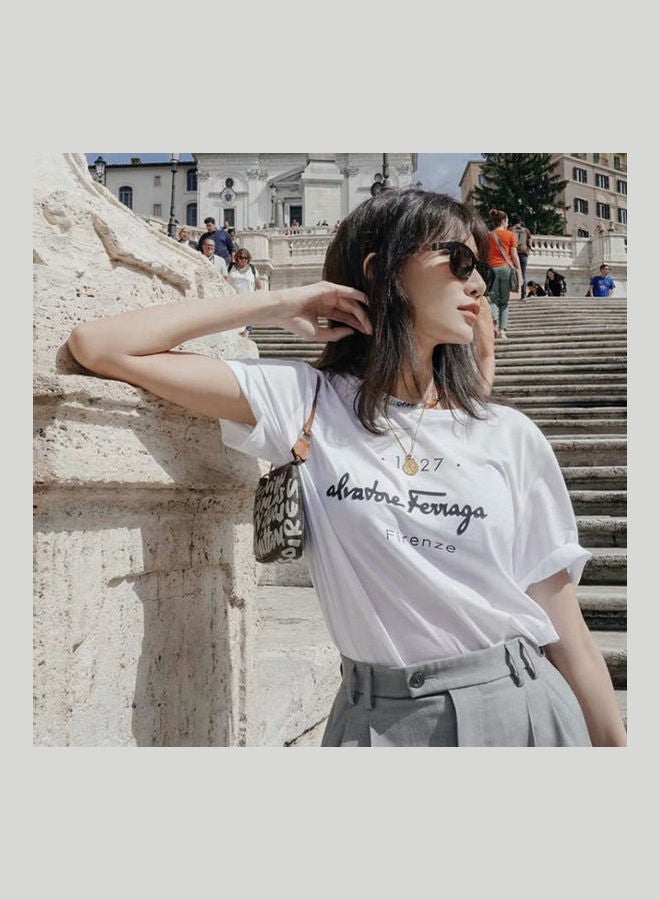 1927 Salvatore Ferragamo Firenze Logo Printed T-Shirt White  - Image 1