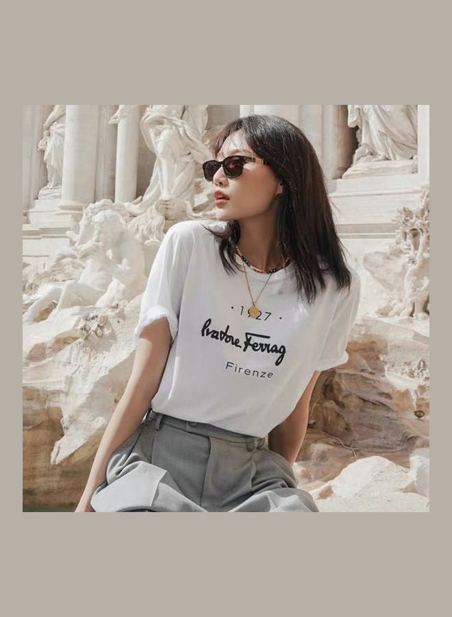 1927 Salvatore Ferragamo Firenze Logo Printed T-Shirt White  - Image 4