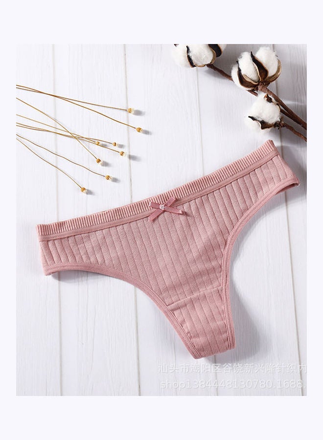 Generic - Cotton Briefs G-string Strip Seamless Low Waist Underwear Panties Dark Pink - Image 1
