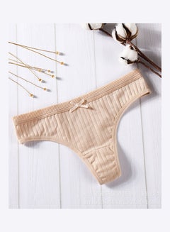 Generic Cotton Briefs G-string Strip Seamless Low Waist Underwear Panties Apricot  - Image 1