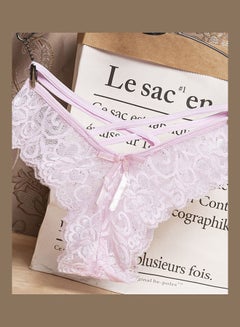 Generic G-string Lace Floral Thin Cross Ribbon Underwear Erotic Briefs Panties Pink  - Image 1