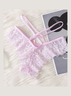 Generic G-string Lace Floral Thin Cross Ribbon Underwear Erotic Briefs Panties Pink  - Image 2