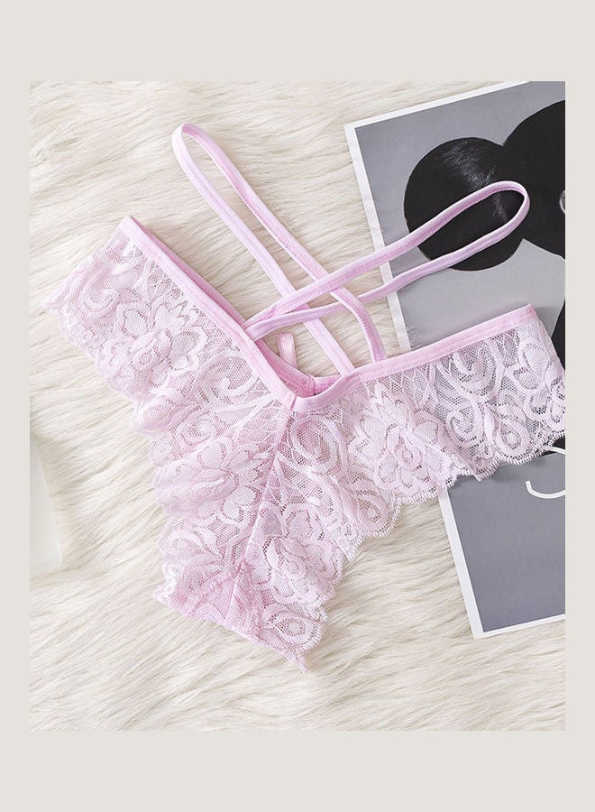 Generic G-string Lace Floral Thin Cross Ribbon Underwear Erotic Briefs Panties Pink  - Image 2