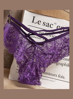 Generic G-string Lace Floral Thin Cross Ribbon Underwear Erotic Briefs Panties Purple 