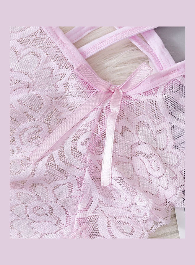 Generic G-string Lace Floral Thin Cross Ribbon Underwear Erotic Briefs Panties Pink  - Image 4