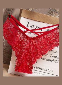 Generic G-string Lace Floral Thin Cross Ribbon Underwear Erotic Briefs Panties Red 
