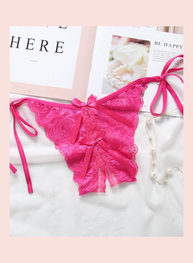 Generic Open Crotch Bowknot G-string Lace Erotic Lingerie Briefs Underwear Red  - Image 1