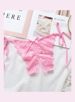 Generic Open Crotch Bowknot G-string Lace Erotic Lingerie Briefs Underwear Pink 
