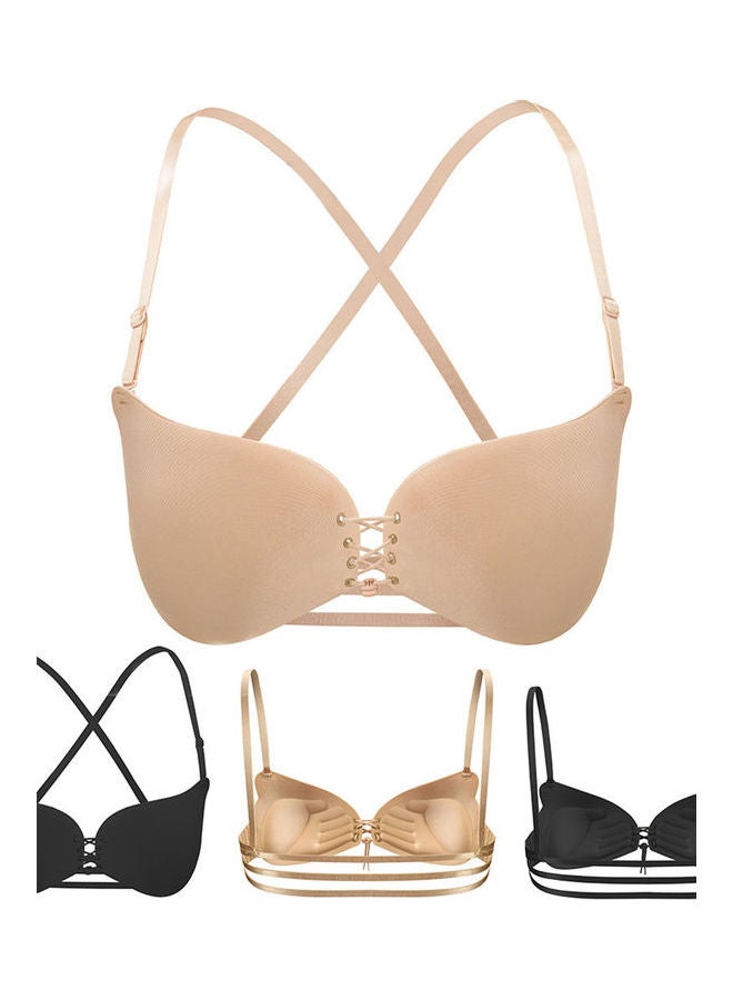 Long Back Buckle Stainless Steel Bra Black - Image 2