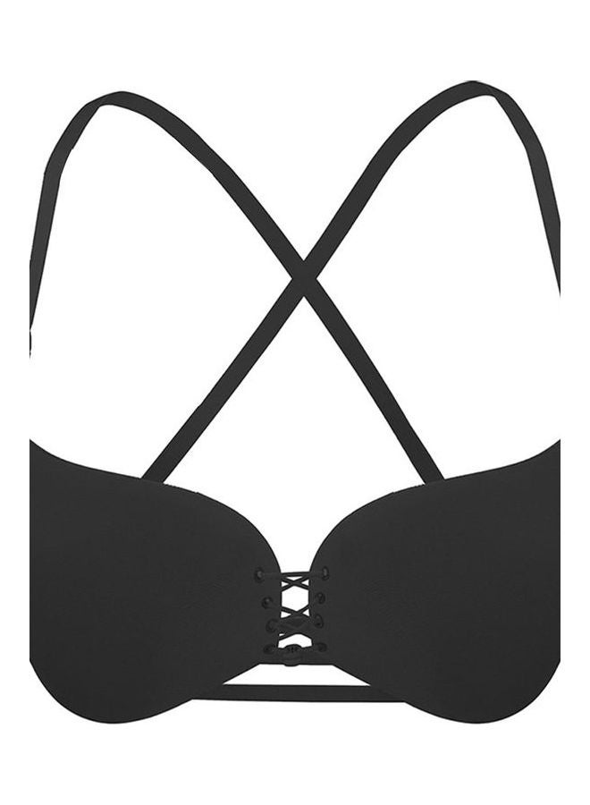 Long Back Buckle Stainless Steel Bra Black - Image 3