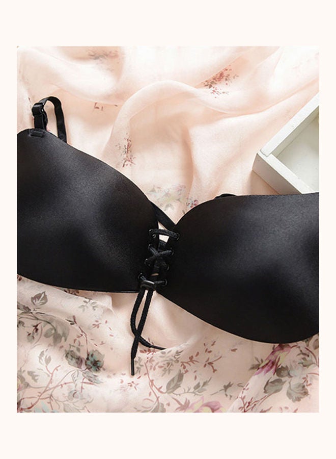 Long Back Buckle Stainless Steel Bra Black - Image 5
