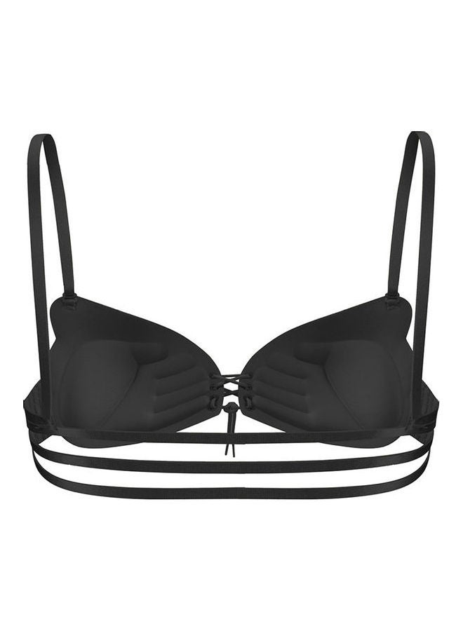 Long Back Buckle Stainless Steel Bra Black - Image 1