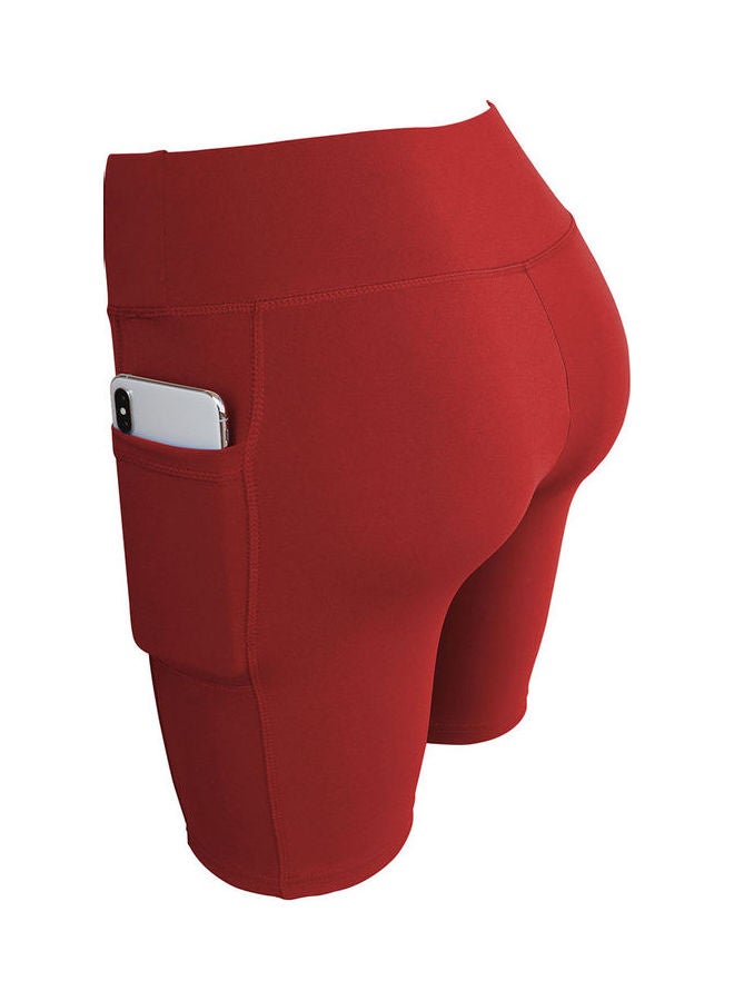 Yoga Pants Half Length Tights Shorts For Sports Red  - Image 1
