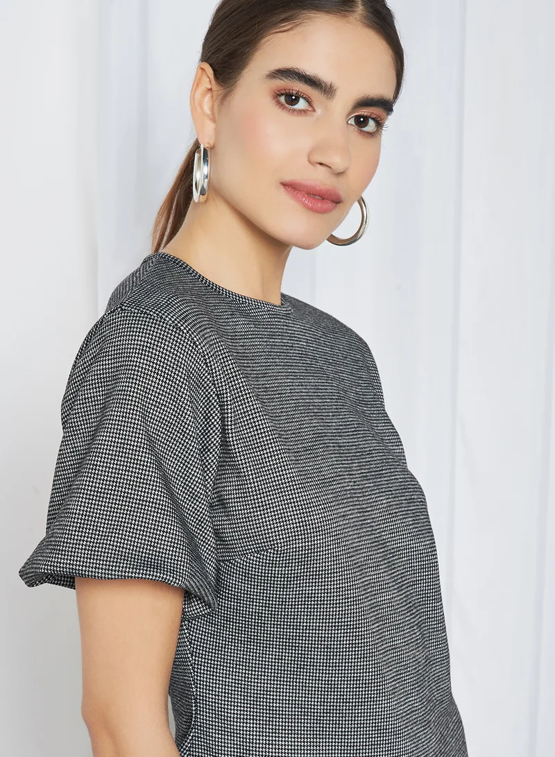 High Streets Check Wide Sleeve Top Multi